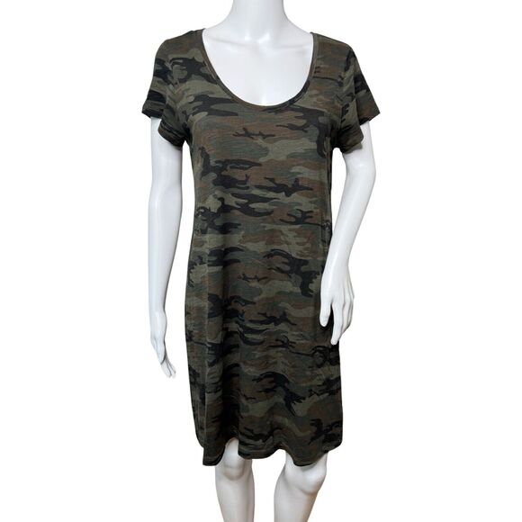 Sanctuary Dress‎ Womens Small Green Camo Camouflage T-Shirt Dress Casual Edgy - Picture 1 of 8